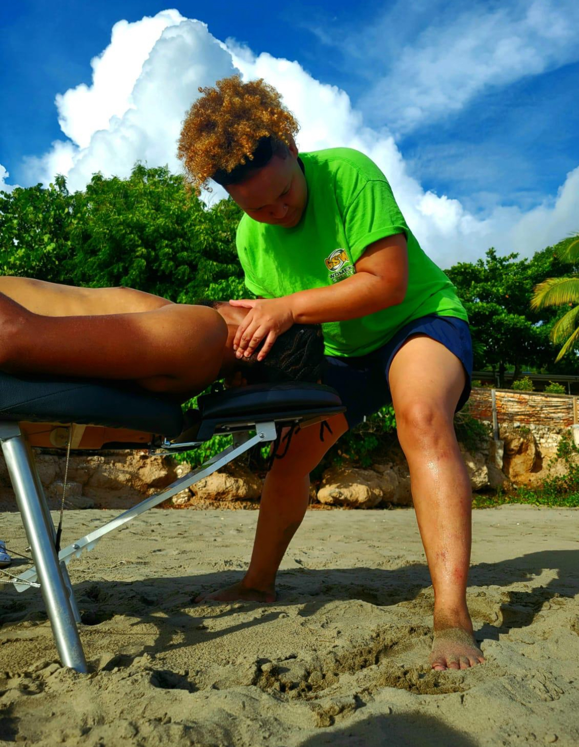 Chiropractic treatment on the beach